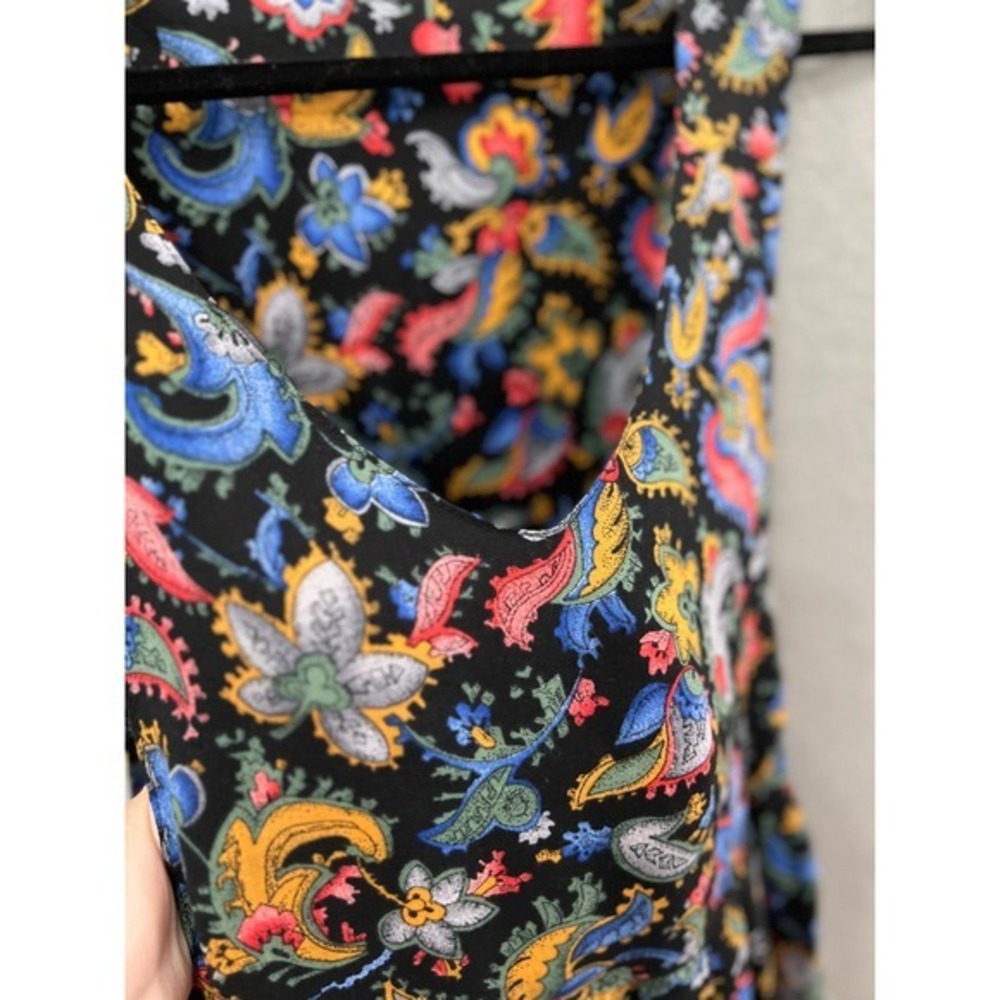 VTG Modest Jumper‎ Dress Paisley Sz S Black Floral Pockets Cottagecore MIDI USA - Picture 4 of 11